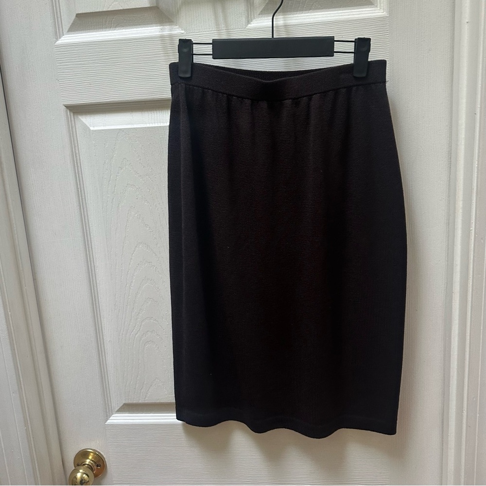 St John chocolate brown Women's Pencil Skirt knit 8 - Picture 6 of 6